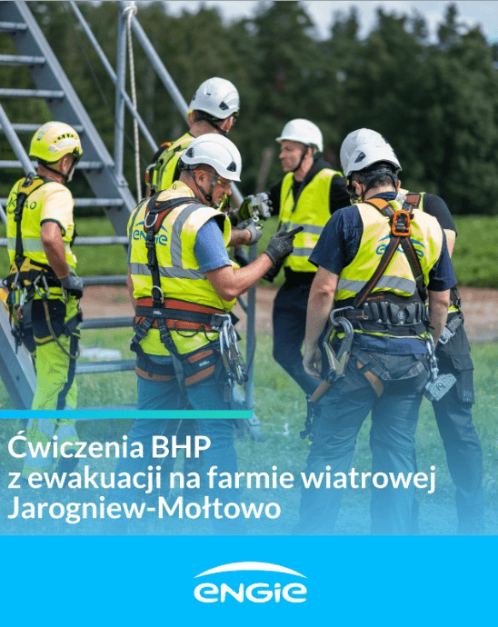 Ćwiczenia BHP z ewakuacji na famie wiatrowej Jarogniew-Mołtowo